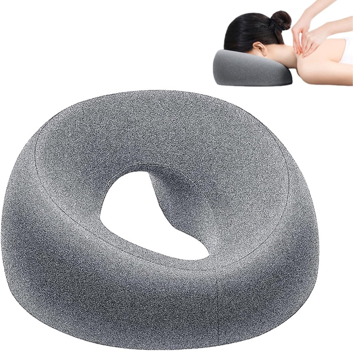 U-vormig massagekussen met hoofdsteun, perfect voor bed en salons, van traagschuim en comfortabel voor ontspanning en gezichtsmassage