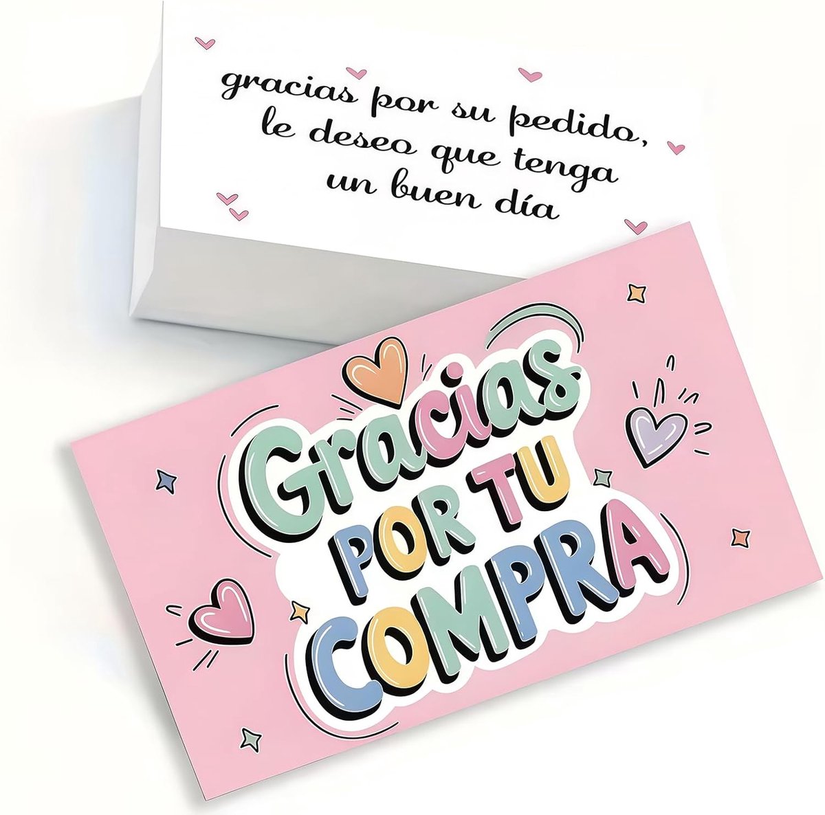 100 Stuks Dankkaarten Spaans 9x5,4cm - Gracias Por Tu Compra - Spaanse Bedankkaartjes Voor Bestellingen, Webshops, Winkels