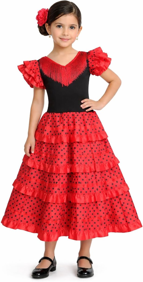 Kinderjurk met flamingo of sevillana