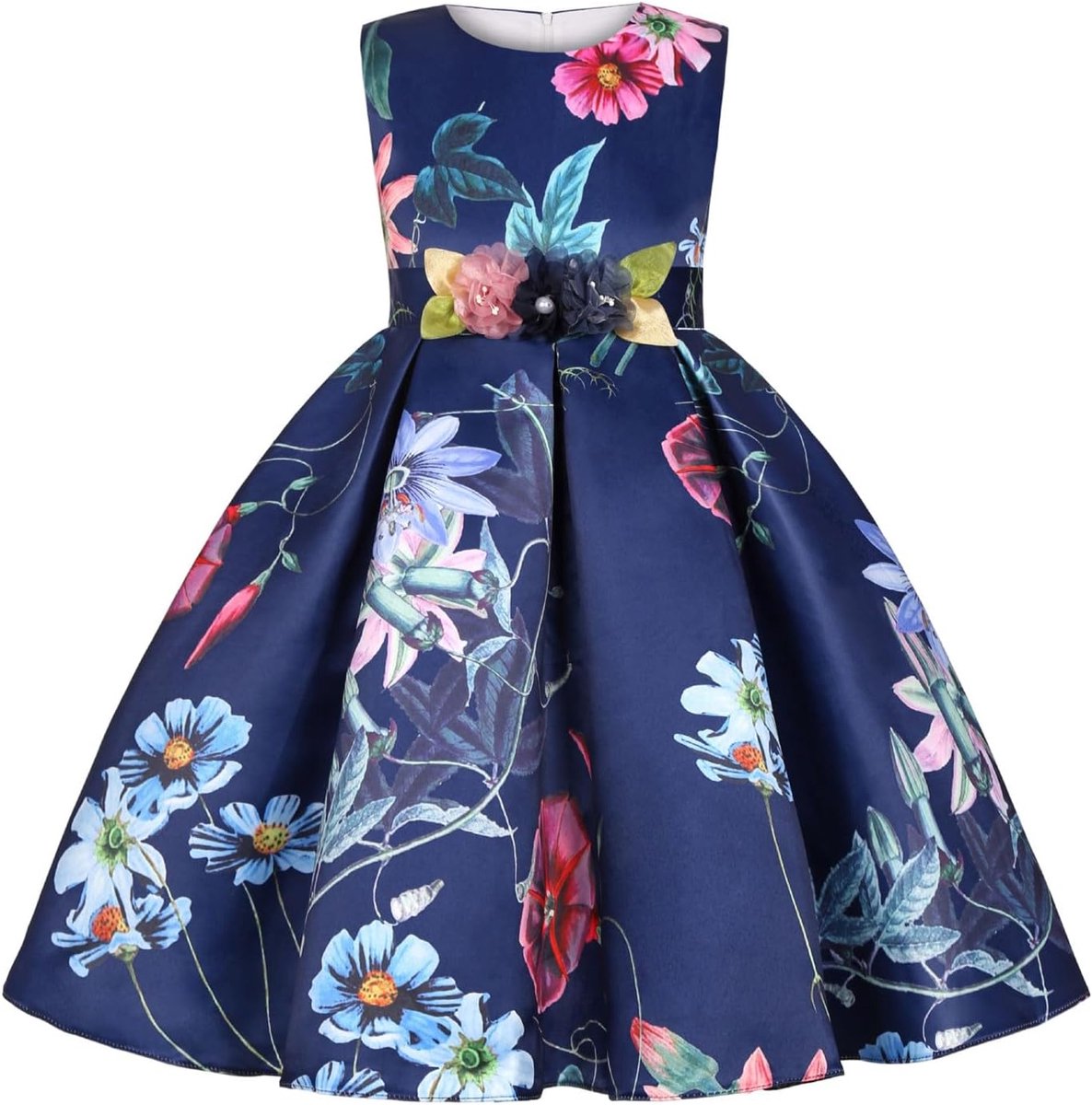 Tijdloze, gebloemde kinderfeestjurk met print voor – elegante feestjurk met korte mouwen voor feestdagen en speciale gelegenheden