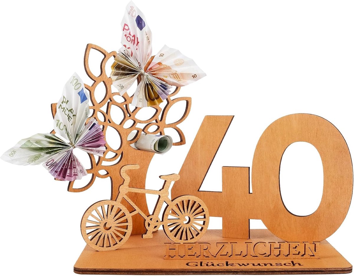 Gastenboek voor verjaardag, houten bord, fiets levensboom, gastenboek, verjaardag man en vrouw, verjaardag, jubileum, decoratieve cijfers 40 jaar, voor verjaardagsdecoratie, gastenboek bruiloft