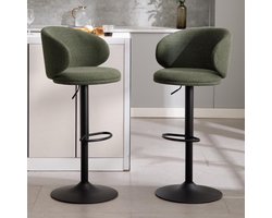 Chairus Draaibare barkruk set van 2 linnen keuken ontbijt bar stoelen in hoogte verstelbare hoge kruk met voetsteun (groen-2)