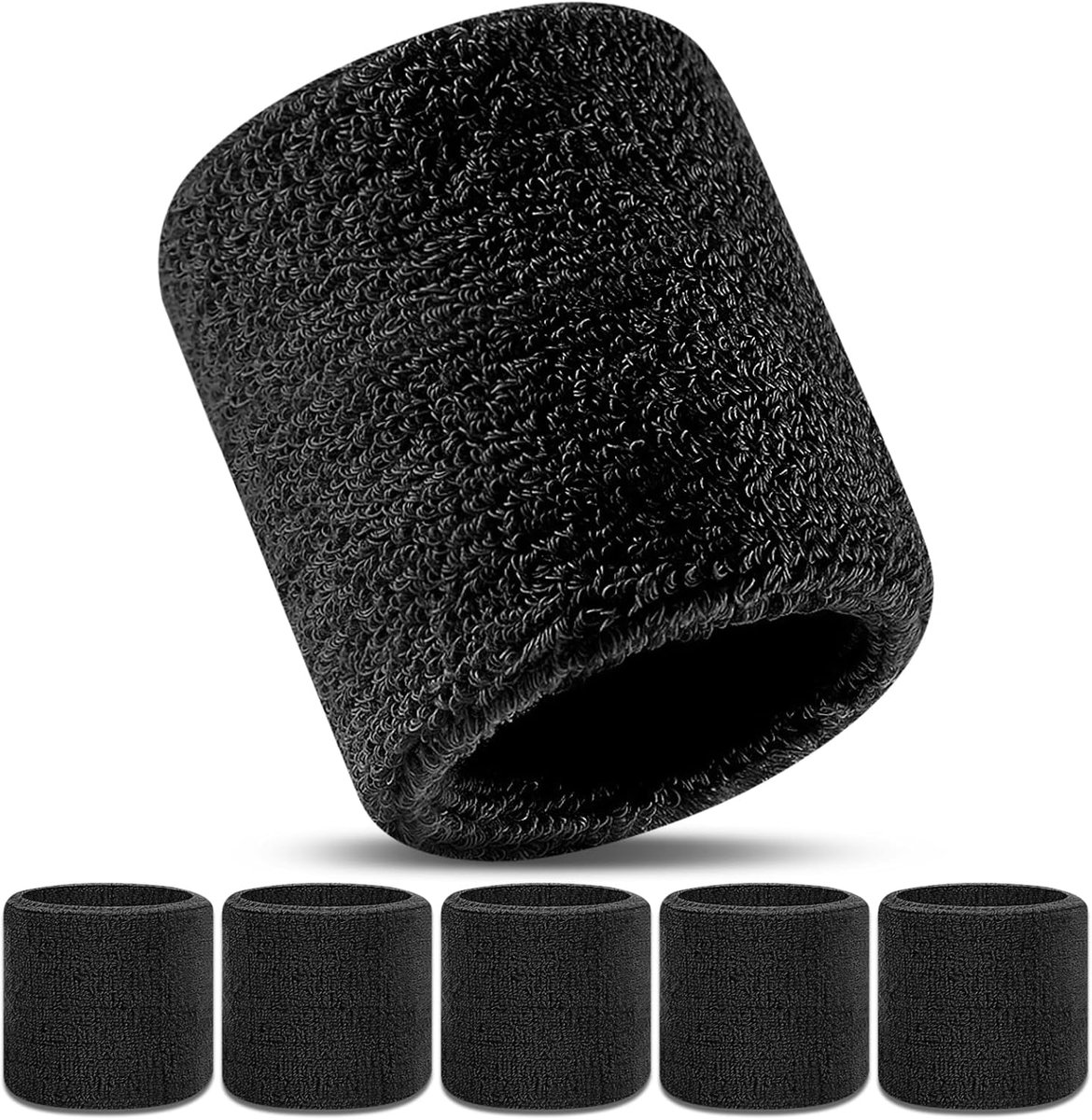 6 stuks zweetbanden voor polsen, sportarmbanden, katoenen zweetband, absorberende badstof zweetbandenset voor jongens en meisjes, voor sport, hardlopen, fietsen, joggen, voetbal, tennis