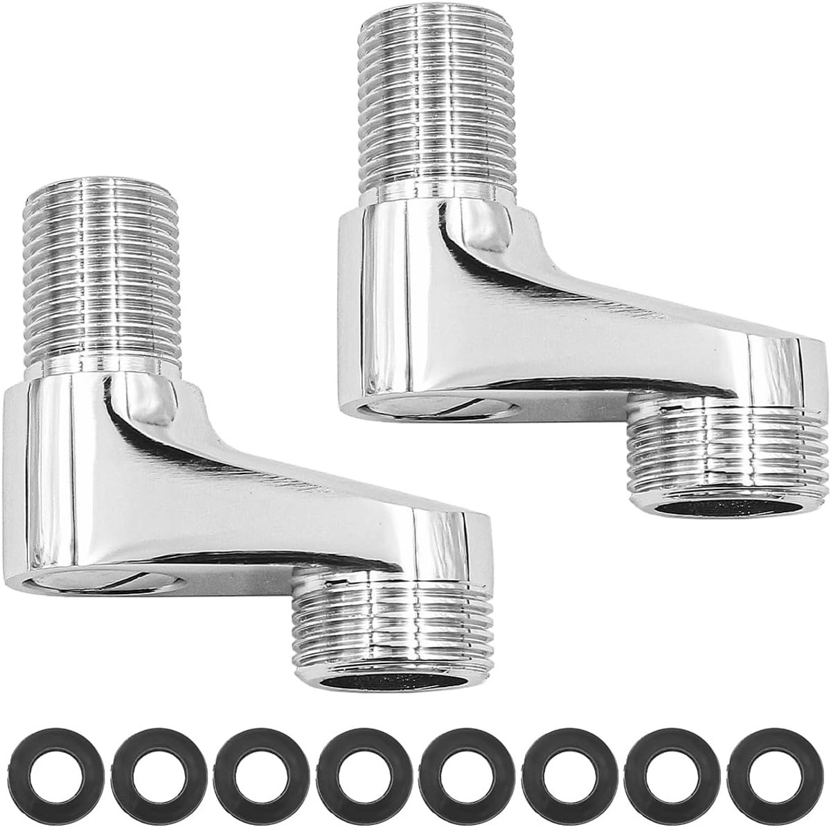 Set van 2 verstelbare draagarm badkraanadapters - compatibel met 3/4" en 1/2" aansluitingen - ideaal voor Clawfoot douchekranen - Premium badkamermengaccessoires - gemaakt van massief messing