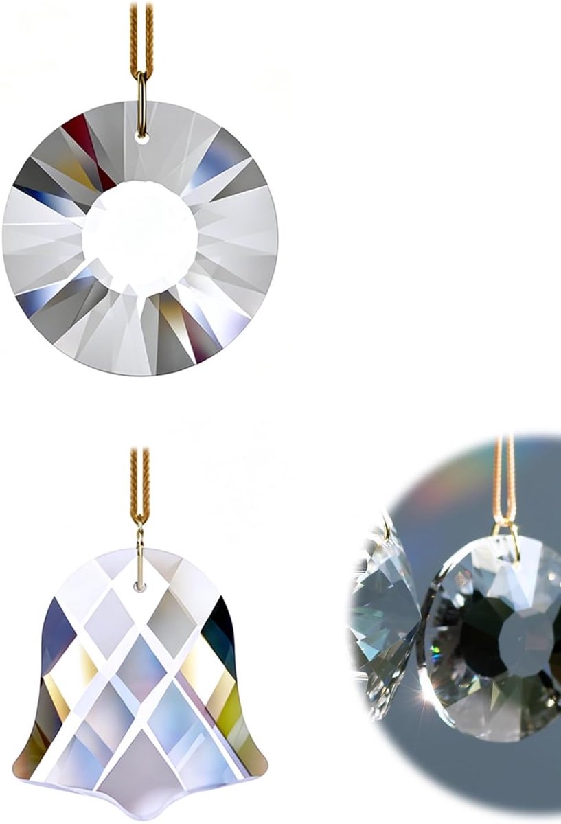 Zonnevanger kristal 2 stuks, prisma regenboogmaker om op te hangen, glanzende lichtvanger, Suncatcher decoratie voor ramen, tuin en huis