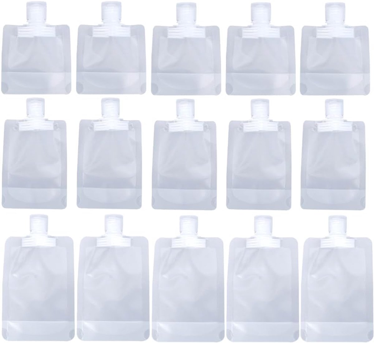 15 stuks knijpzakjes om zelf te vullen knijpzakjes reisset om te vullen cosmetica houder vloeistof tas herbruikbare reisflessen om te vullen set 30 ml 50 ml 100 ml