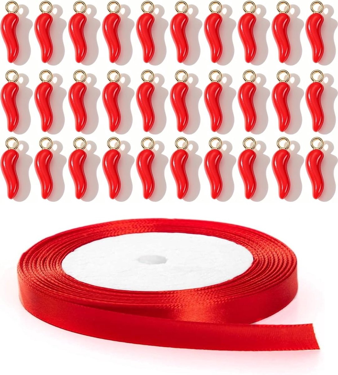 30 stuks antilopenhoorn sleutelhangers set huwelijksgeschenken hanger halsketting afstuderen kerstcadeau (rood)