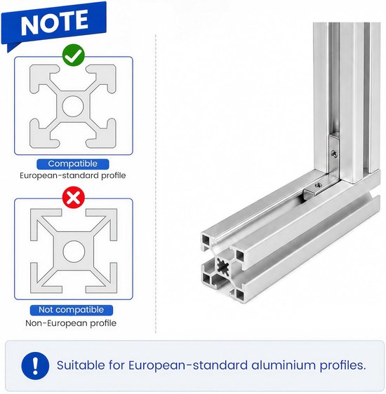 20 stuks binnenhoekverbinders, L-vormige aluminium profielverbinders, hoekverbinders, 2020 aluminium profiel 90° T-groef hoekverbinders, groef 6 M5 zinklegering voor 20-serie, Europese — afbeelding 3