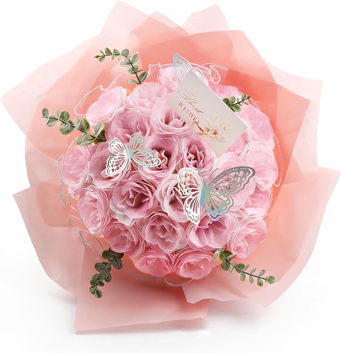 24 stuks rozenboeket met glitter, doe-het-zelf bloemenboeket, glanzende kunstbloemen, cadeau voor Valentijnsdag, Moederdag, bruiloft, verloving, jubileum en verjaardag, kunstrozendecoratie