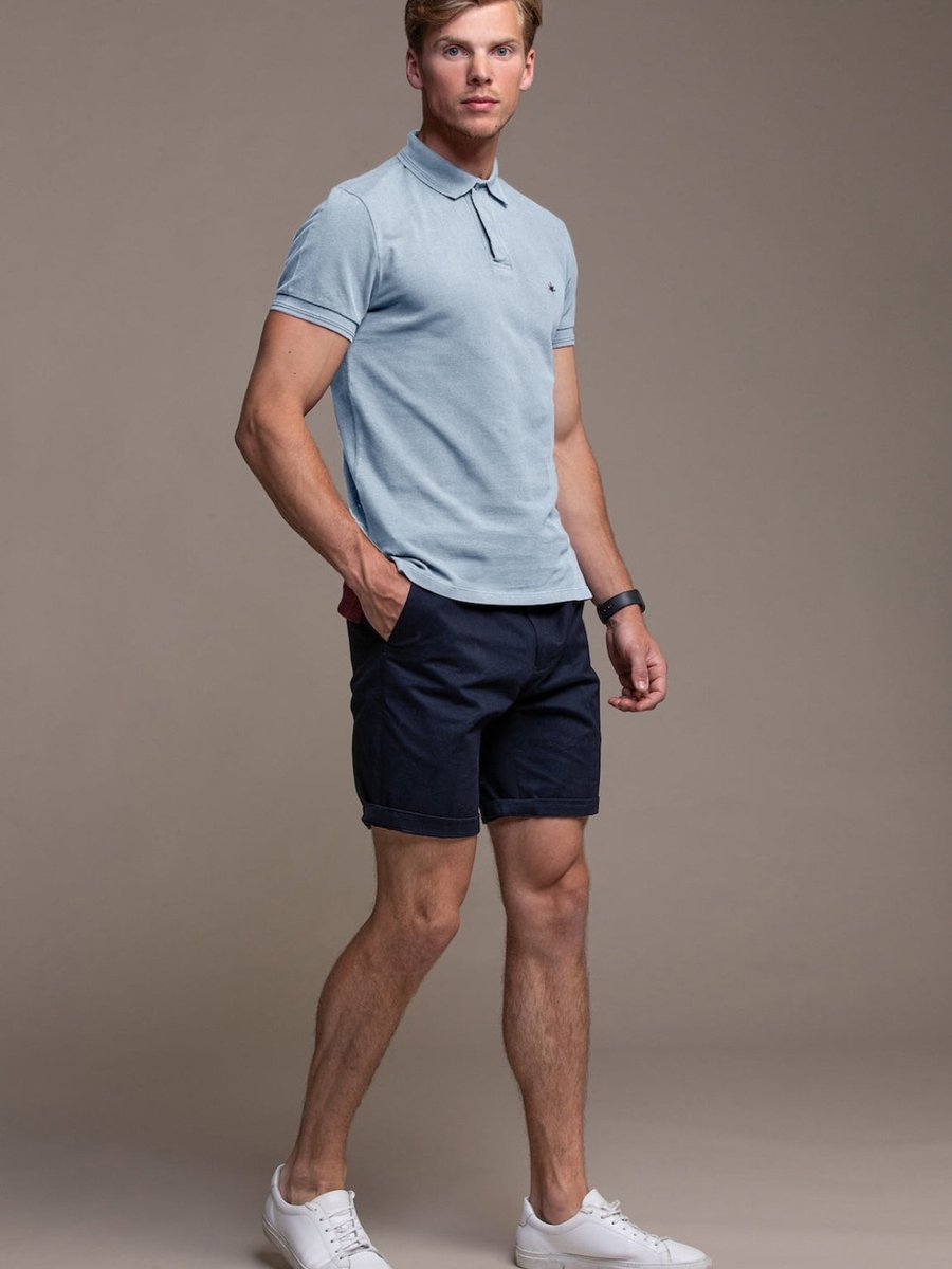 Laurent Vergne - Heren - Polo - Lichtblauw - 100% Katoen - maat S - Slim Fit
