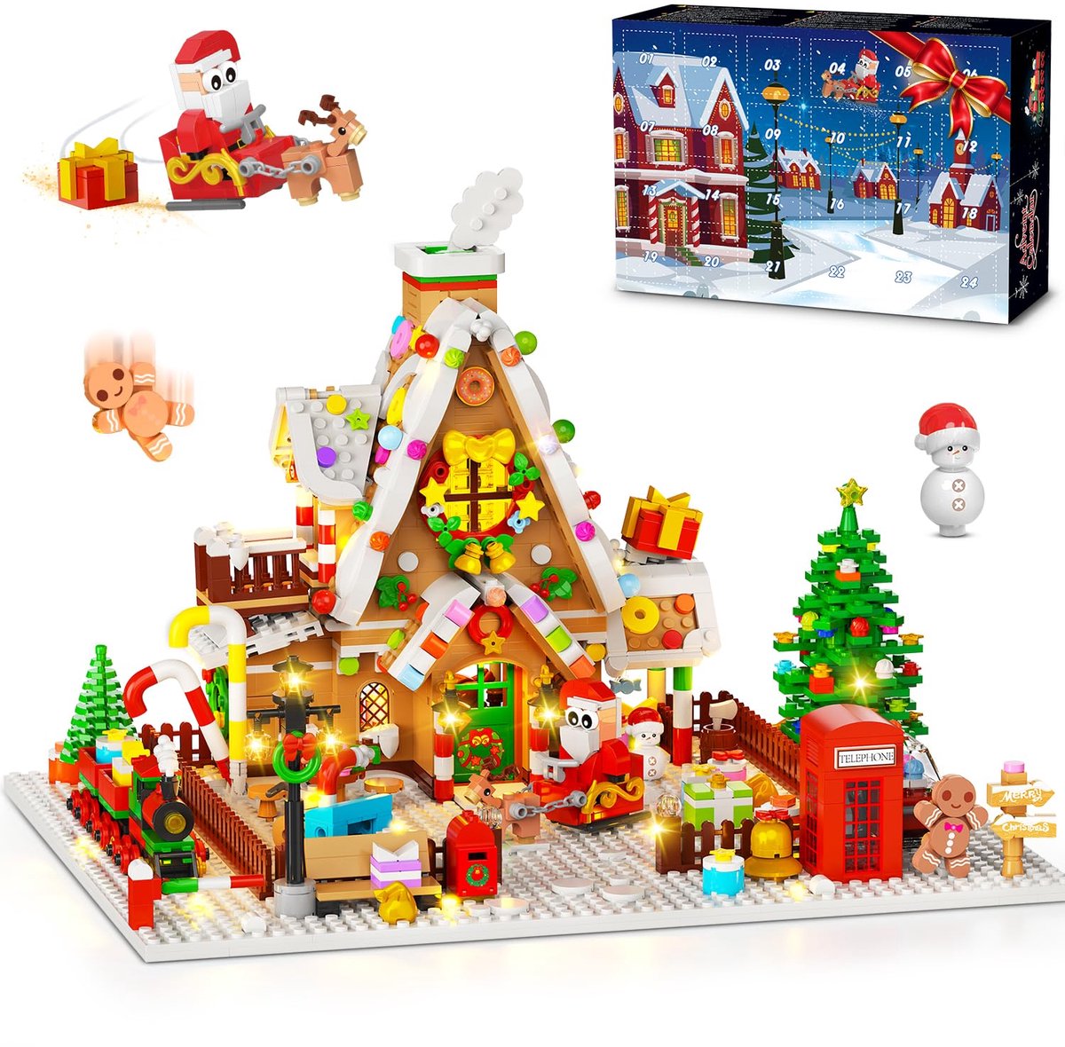 INSOON Adventkalender 2026 Peperkoekhuis Bouwpakket met LED – 1642 Delen – 3,6 mm Bouwstenen – 24 Dagen Countdown – Kerst Spleegoed voor Volwassenen & Kinderen 10+