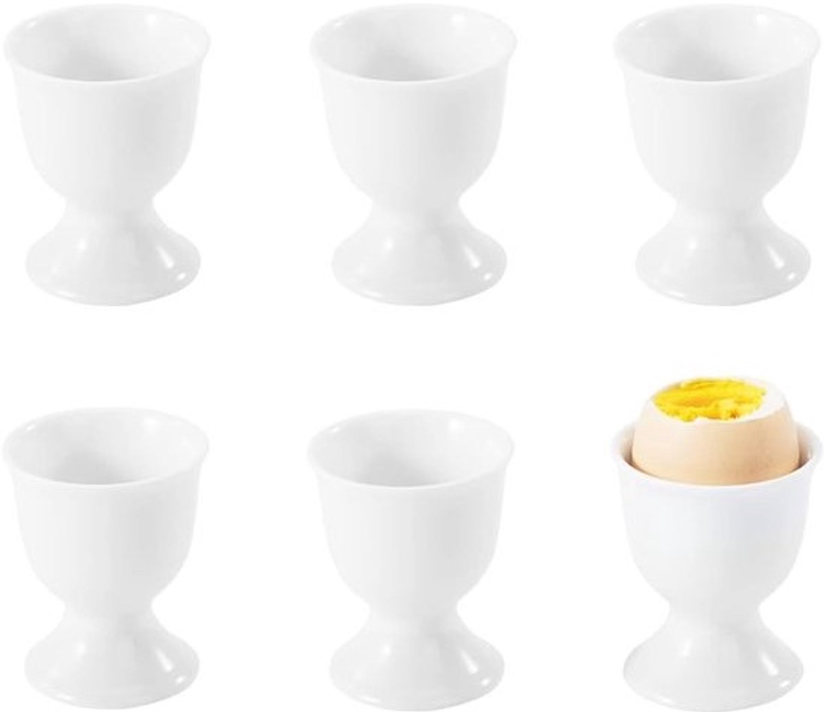 Eierdoppen Set - Eierhouders - Ontbijt Presentatie - Stapelbaar Ontwerp - 6 Stuks - Wit