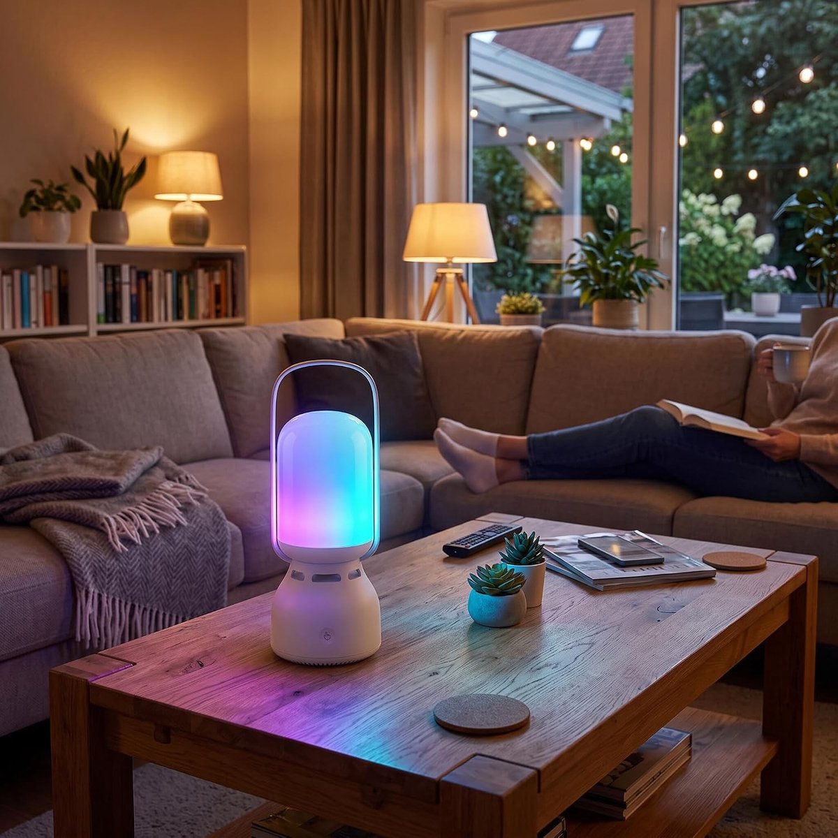 Oplaadbare RGB Campinglamp met Draadloze Bluetooth Speaker en Kleurveranderende Lichten voor Buiten, Tent en Feestjes