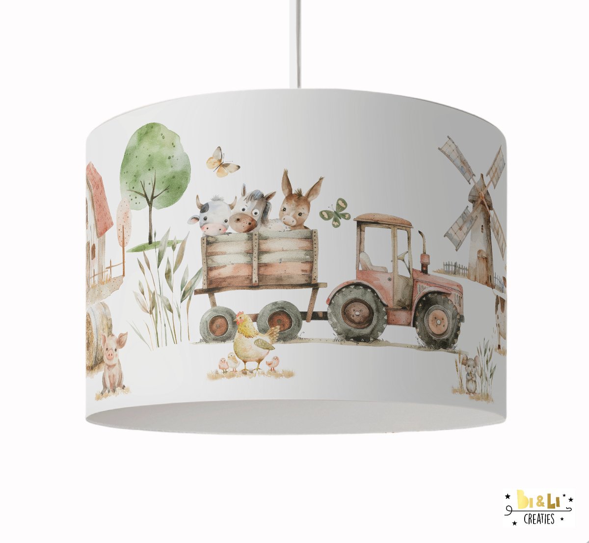 Hanglamp boerderijdieren-tractor-dieren-koe-schaap-boerderij