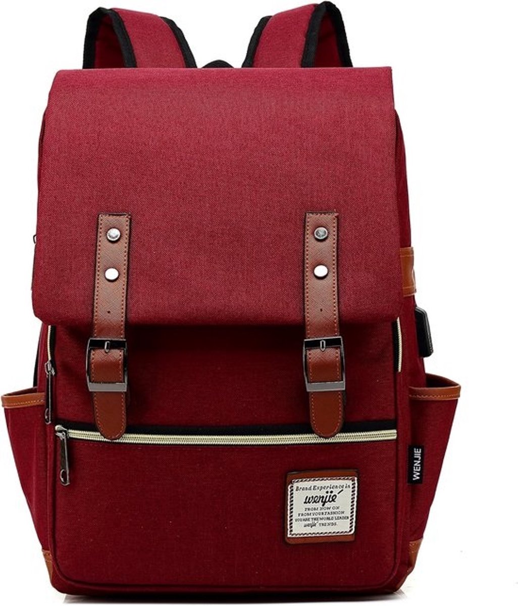 Slanke Vintage Laptoprugzak voor Reizen en School - Geschikt voor 15,6 inch Laptops