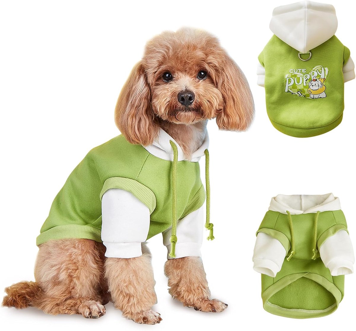 1 stuk, hondentrui, kleine maat, voor grote en middelgrote honden, hondentrui voor winter, herfst- en winterkleding voor katten, groen wit, S