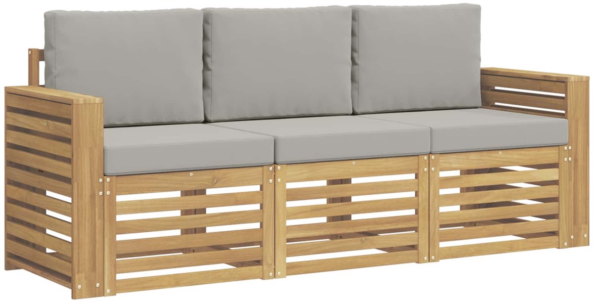 vidaXL - Sofa-Sets - 3 - st - Wit - en - Lichtgrijs - Polyester