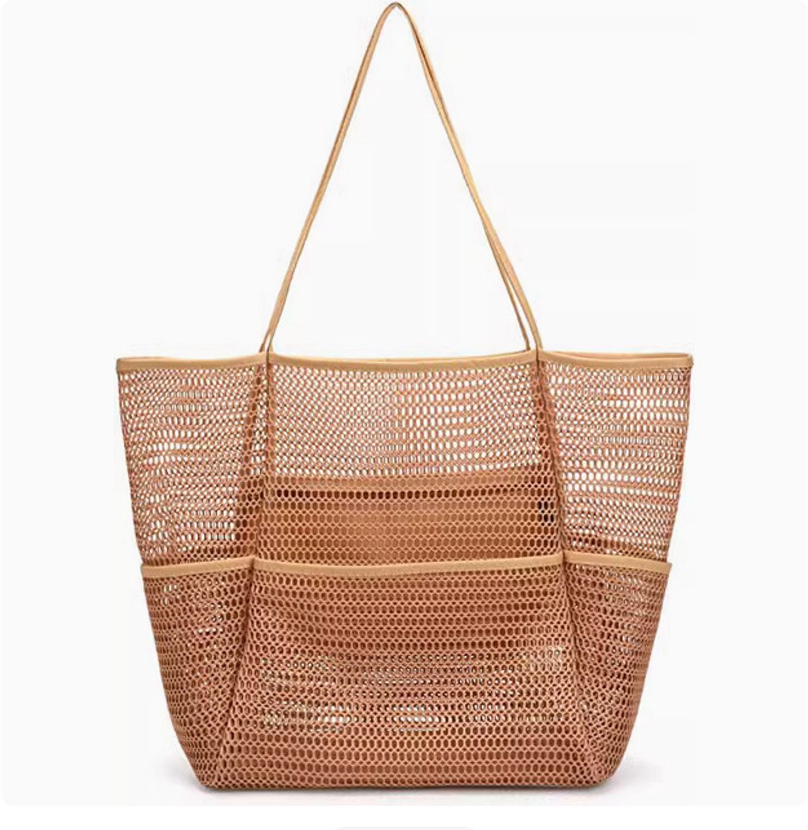 Grote nylon net strandtas, opvouwbaar, geschikt voor strand, picknick en winkelen, geschikt voor gezinnen en dagelijkse pendelaars, 35 * 71,5 * 16,5 cm