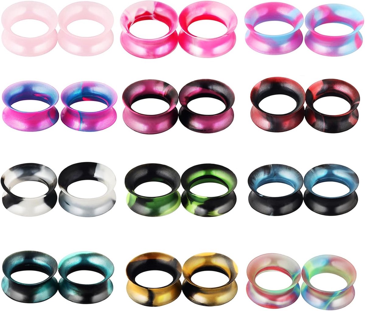 Tunnels, siliconen vleestunnels, oortunnels strectchers, dubbel uitlopende expander, flexibele vleestunnelpluggen, expander piercing voor vrouwen en mannen