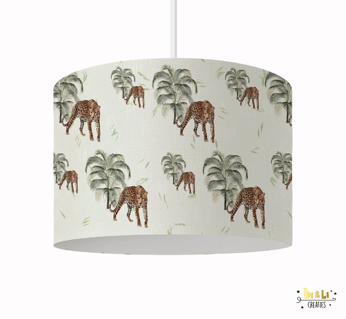 Hanglamp luipaarden - lampen - 30x30x24 cm - kinder & babykamer - kunststof - wit - excl. lichtbron