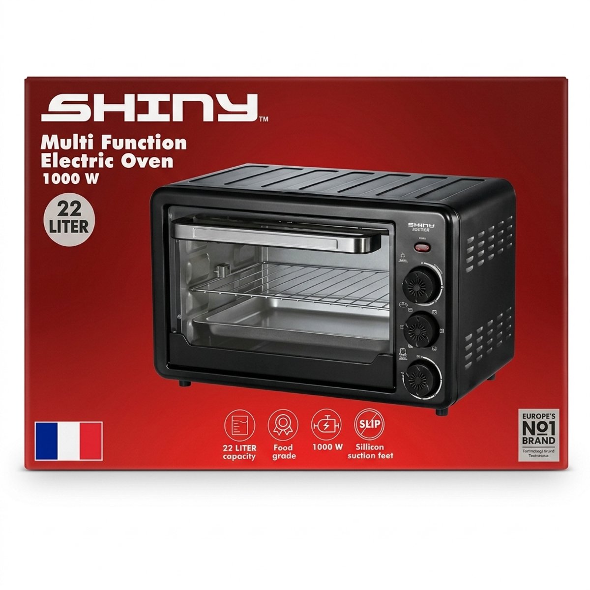 Shiny™ Elektrische Mini Oven 22L - 1000W - Compacte Tafeloven met Timer en Beveiliging - Bakoven voor Thuis
