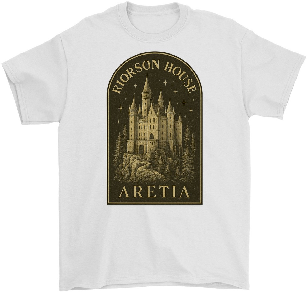 Fantasy Kasteel Shirt – RIORSON HOUSE ARETIA – Boekliefhebbers Outfit – Unisex T-Shirt voor Dames & Heren – Origineel Cadeau