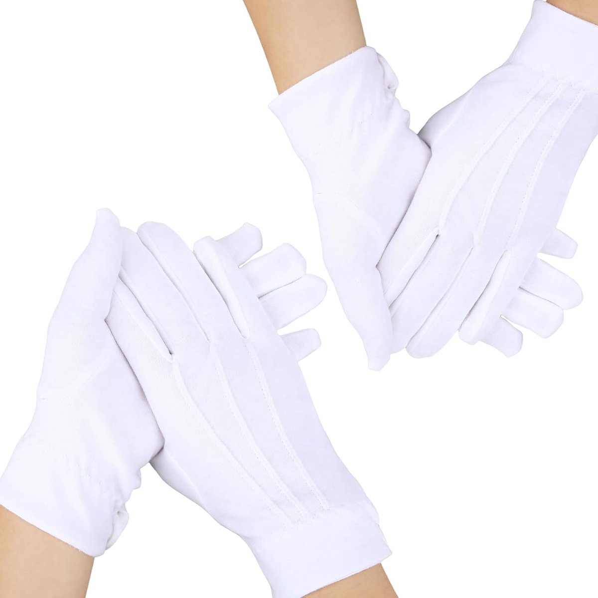 Katoenen handschoenen met klittenbandsluiting, 2 paar, wit, 24 cm, ideaal voor bescherming en comfort