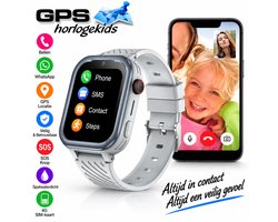 GPSHorlogeKids© - GPS horloge kind - smartwatch kinderen - WhatsApp - 4G videobellen - spatwaterdicht - SOS alarm - SMS - incl SIM - Turn Grijs
