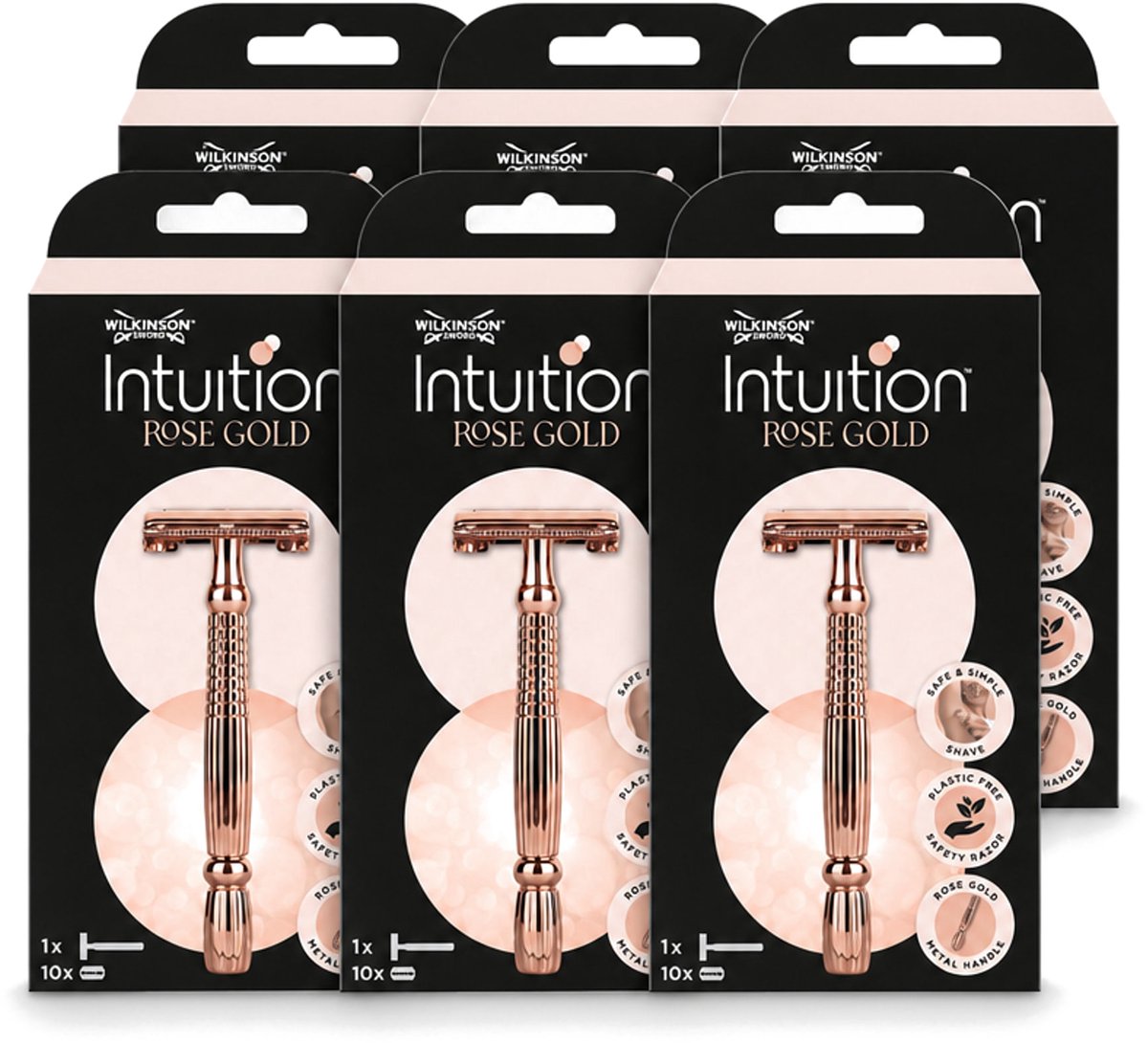 6 x Wilkinson Sword - Scheermes - Intuition Rose Gold - Luxe - 10 mesjes - Voordeelverpakking - 6 stuks