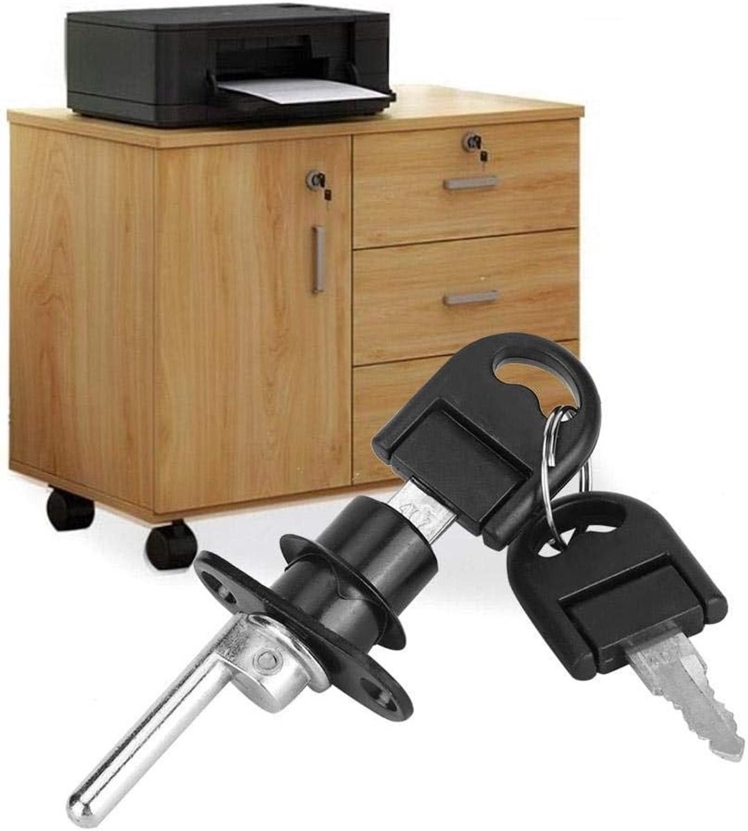 Veiligheidsloten voor Meubels en Laden, Ideaal voor Kasten, Archiefkasten en Kantoorbeveiliging met Sleutel (16mm Zwart)