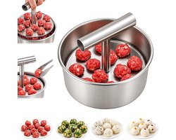 Façonneur de boulettes de viande - 12 boules - Moule à boulettes - Inox - Préparation rapide et facile de boulettes - Presse manuelle pour attendrir la viande - Idéal pour une forme uniforme - Outil de cuisine à domicile - Hygiénique - 14 x 8,5 cm