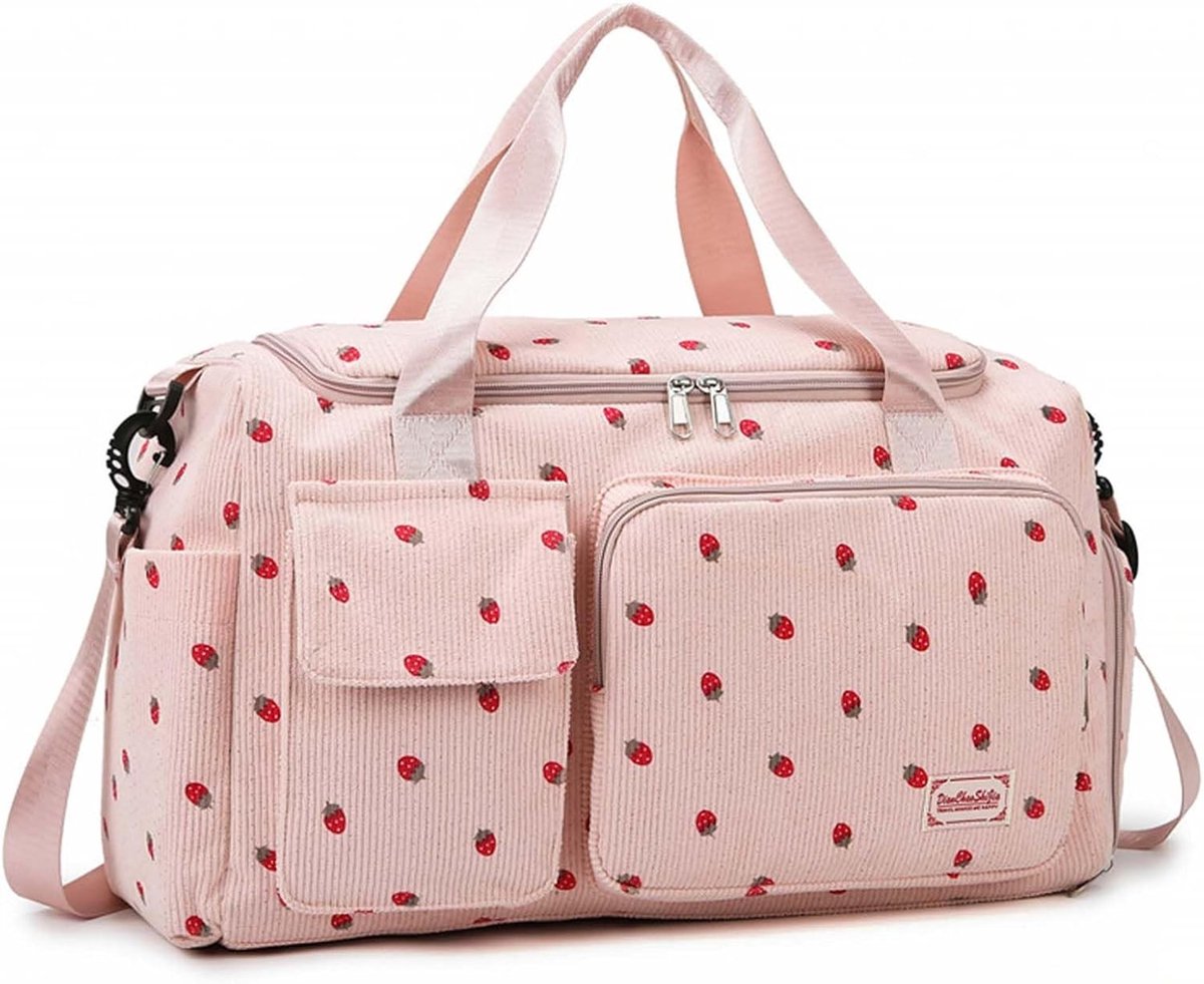 Vouwbare Reistas voor Vrouwen met Schoencompartiment en Waterdichte Tas, Sporttas 20-35L, Ideaal voor Fitness en Reizen, Roze 48*27*24cm