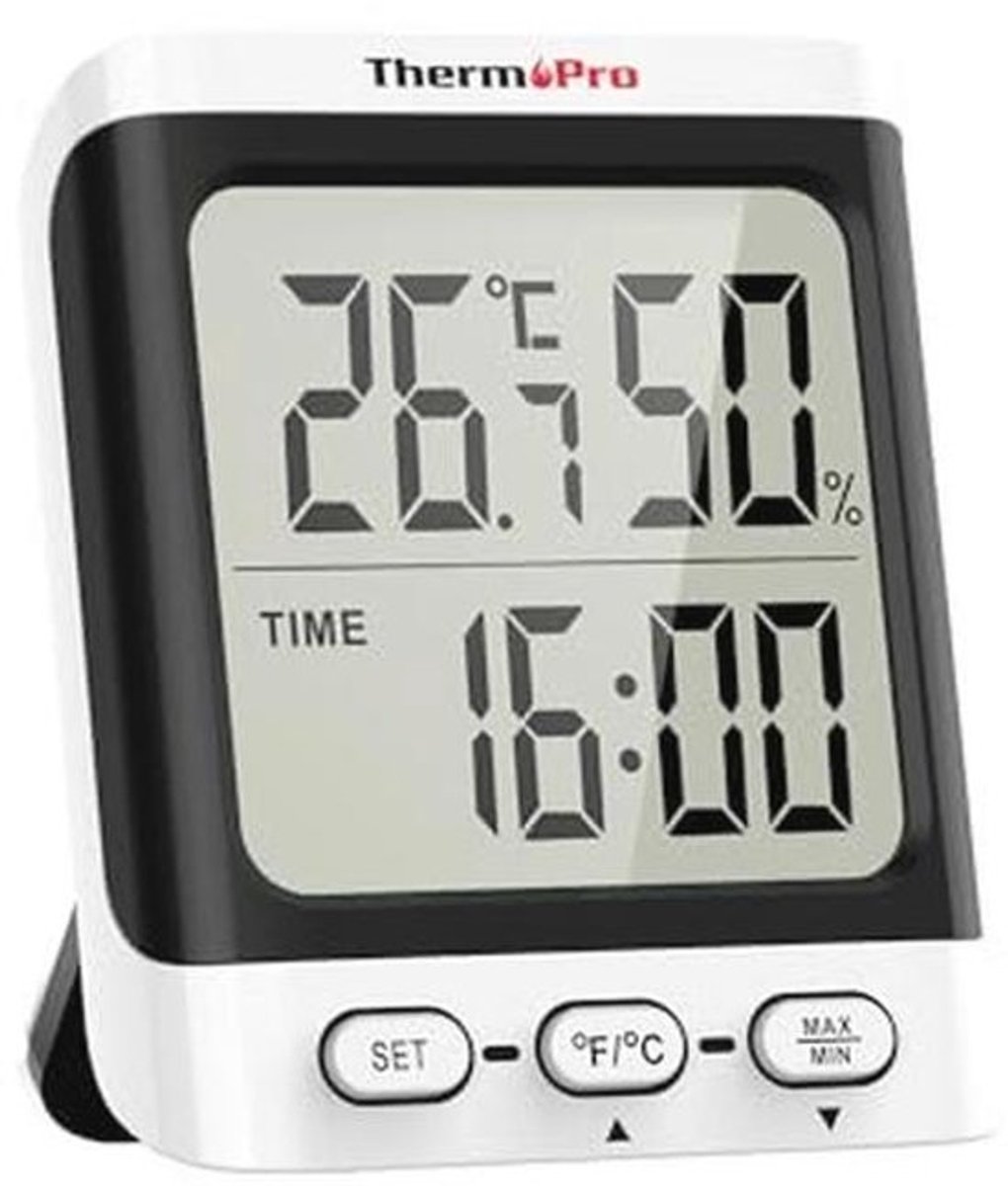 Digitale Hygrometer en Thermometer voor Binnen met Klokfunctie