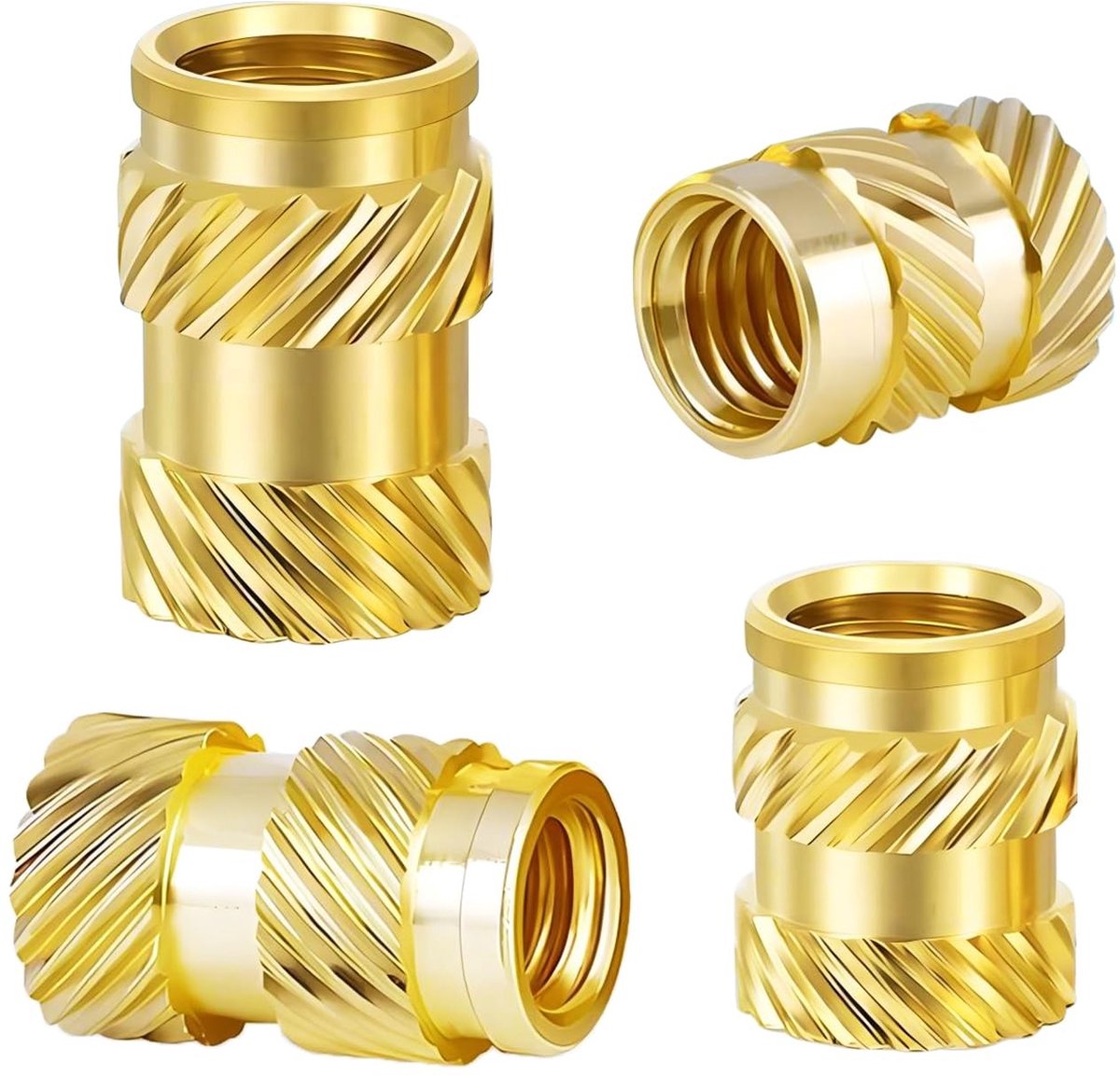 100 Draad Inserts - Messing Knurled Moeren voor Kunststof Onderdelen en 3D Printer Onderdelen, M3 x 5mm x 5mm