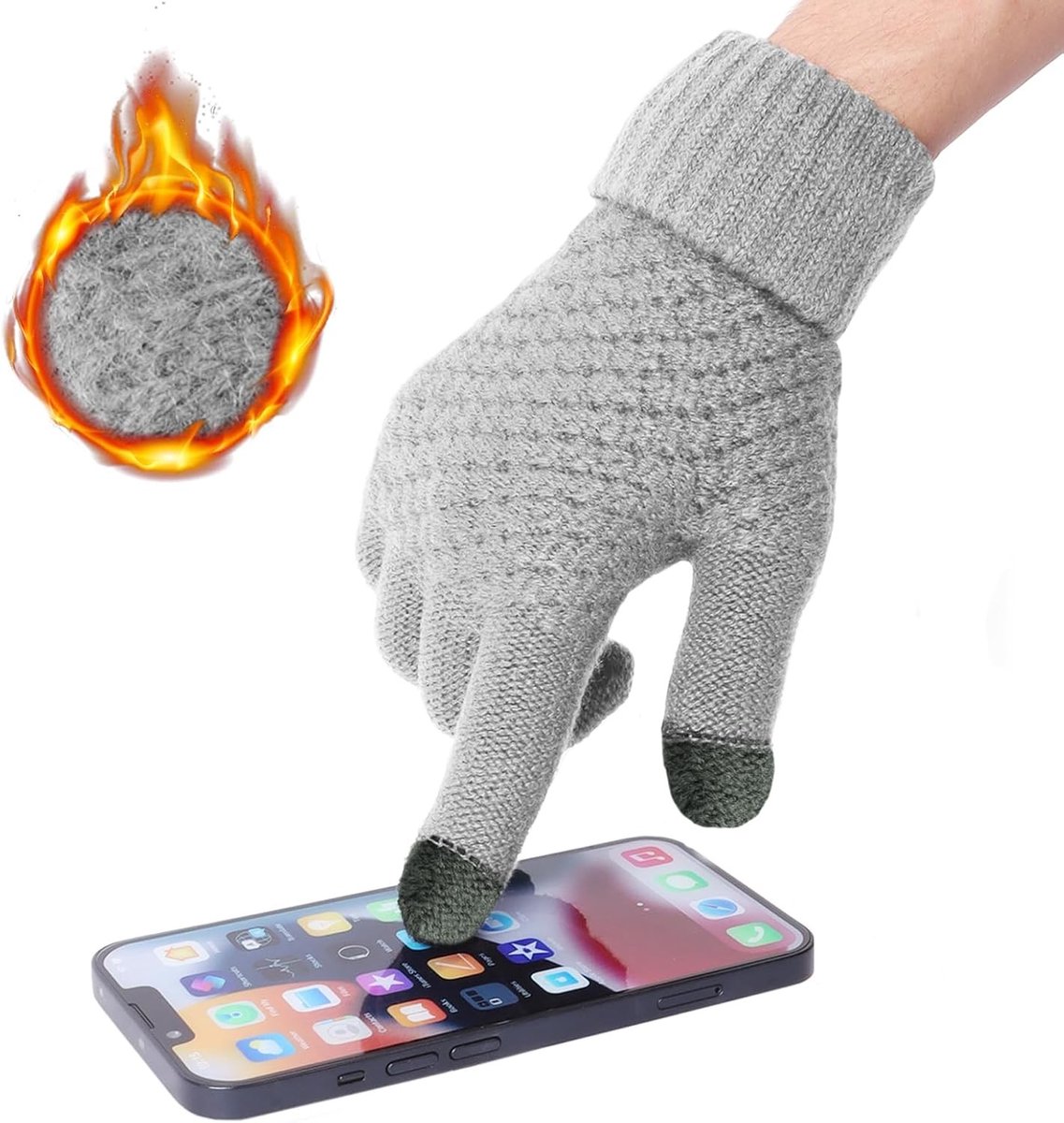 Warme gebreide winterhandschoenen met dikke fleece en elastische manchetten voor buitensportactiviteiten