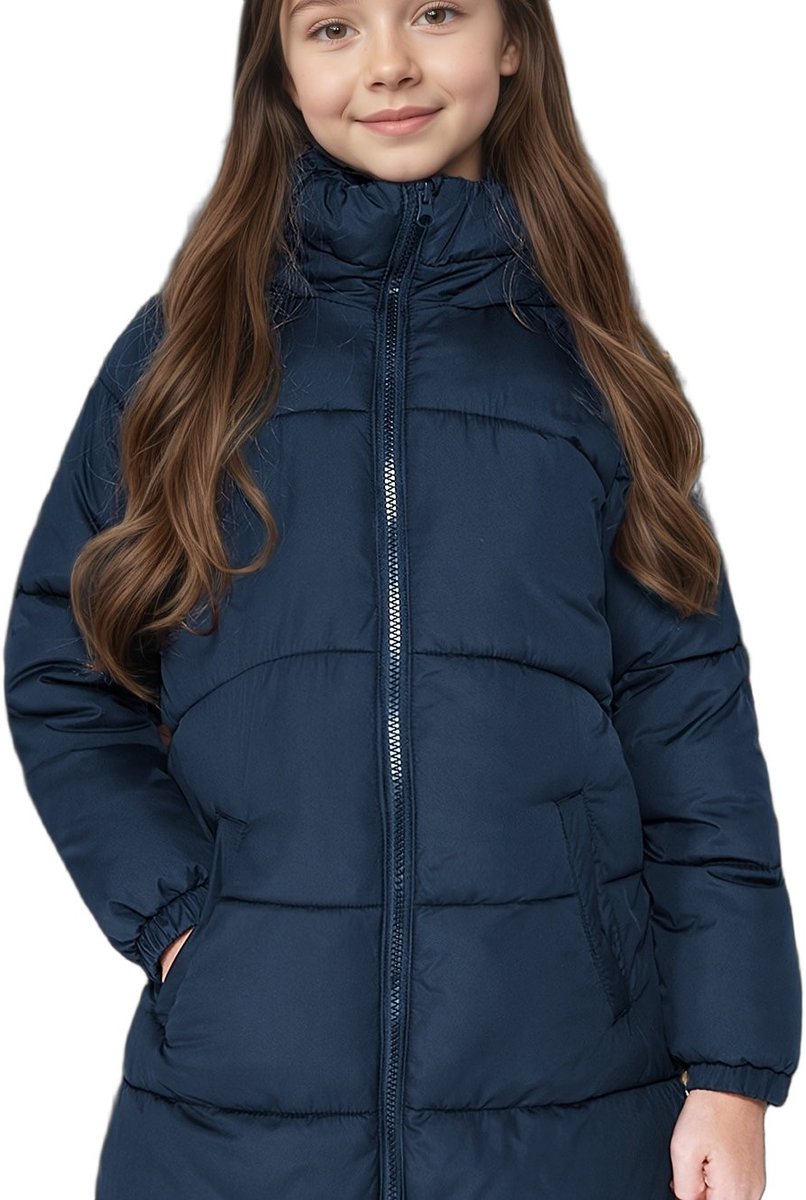 Currero Winterjas Parka Meisjes Lange Jas Meisje Wintermantel Overjas Gewatteerd Waterdicht Winter Stijlvol Mantel Kinderen 14 Jaar Blauw