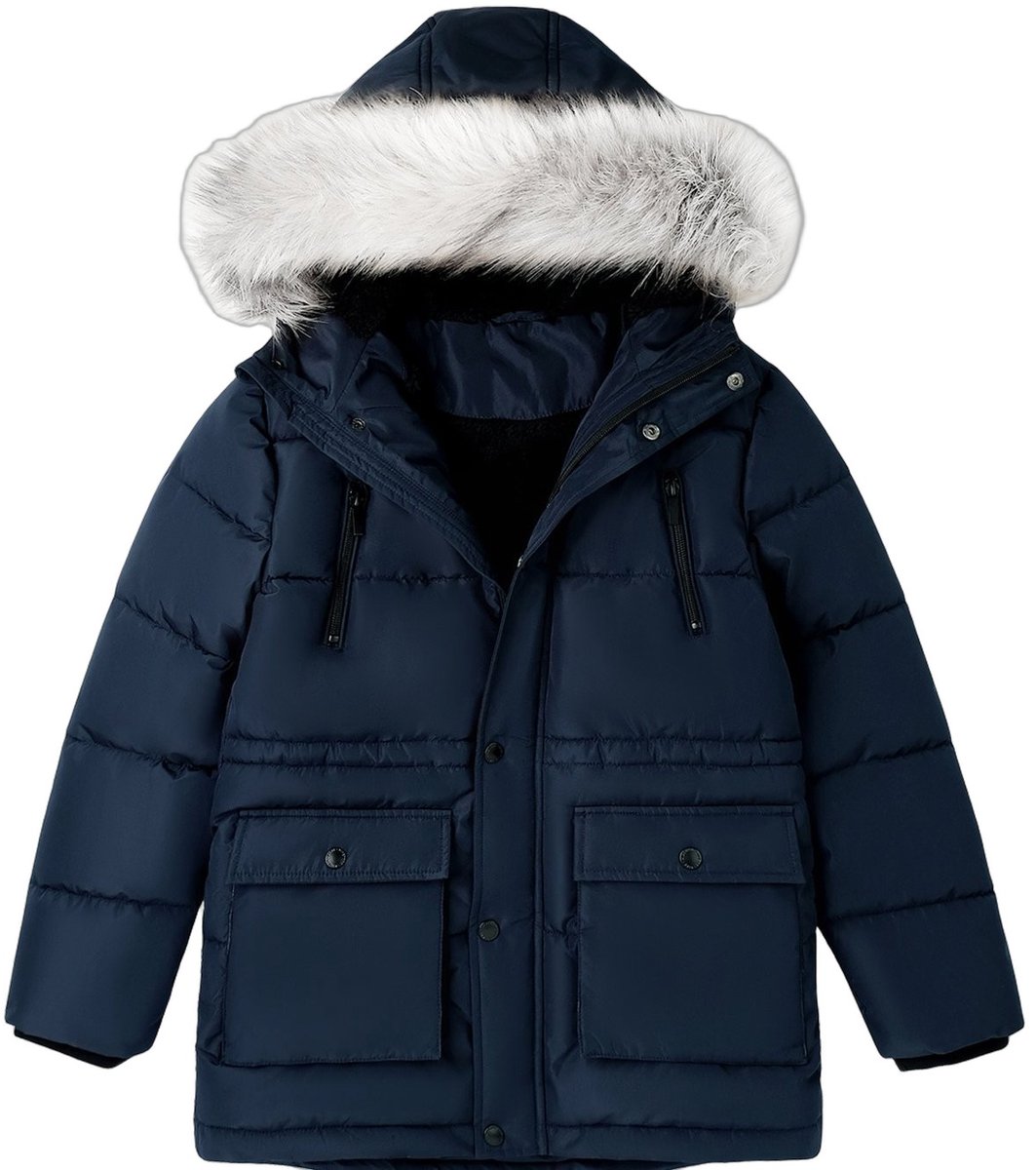 Currero Winterjas Parka Jongens Lange Jas Wintermantel Overjas Gewatteerd Waterdicht Winter Stijlvol Mantel Kinderen 10 Jaar Blauw