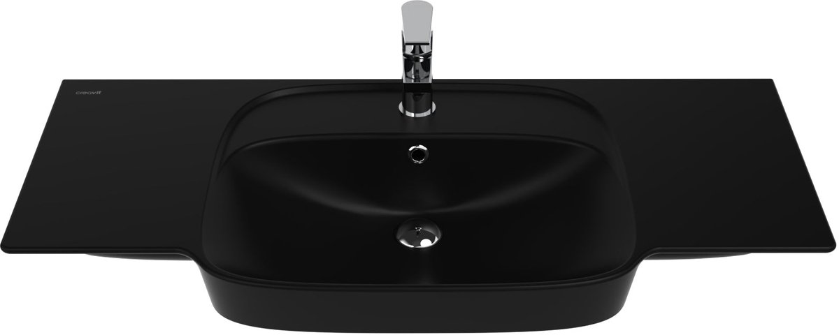 CREAVIT Saily wastafel - 100x45cm - 1 kraangat - Houtskool zwart