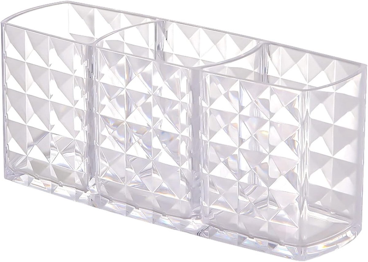 Make-up Organizer met 3 Compartimenten voor Lippenstift en Borstels, Duidelijke Opslagdoos voor Schoonheidsproducten, Perfect voor Make-up Tafel en Badkamer