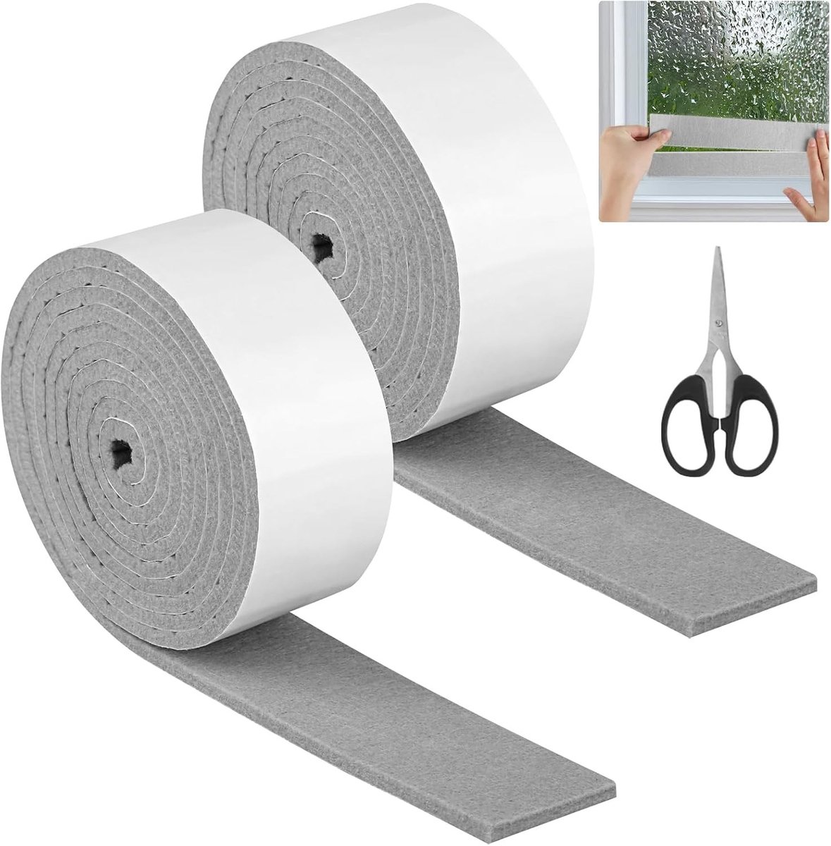 Anti-condensatie Strips voor Ramen - Plakbare Waterabsorberende Tape voor Effectieve Vochtbestrijding, Inclusief Schaar voor Makkelijk Gebruik en Droge Ramen
