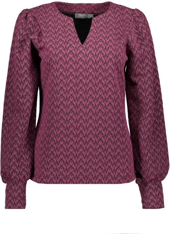 Geisha T-shirt Paarse Top Met Print 64602 20pl 000430 Cassis Dames Maat - L