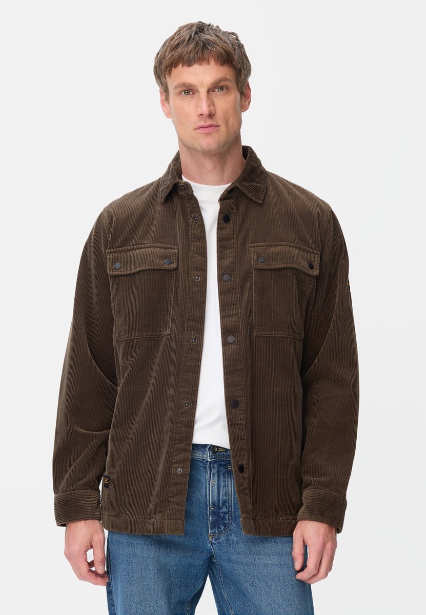 camel active Cord overshirt van 100% katoen - Maat menswear-M - Olijfbruin