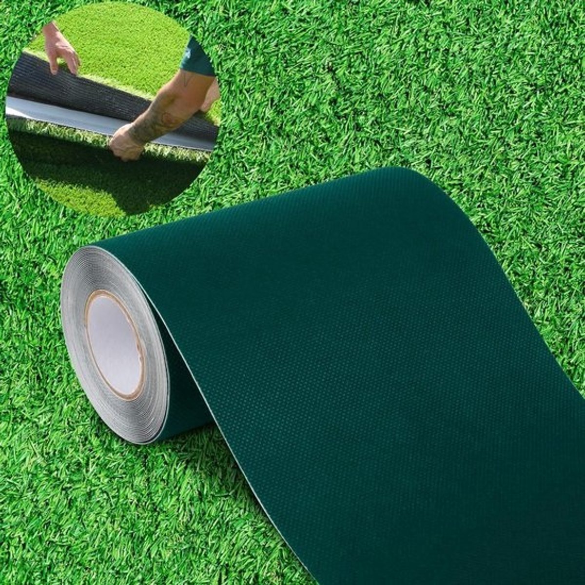 Allecto Plus - Kunstgras Voegenband - 15 cm x 10 m - Zelfklevend - Gazonnaden Verbinden - Vloerbedekking - Kunstgras - Plakband voor Kunstgrasontvangst - Tuinonderhoud.