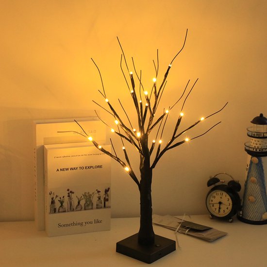 Lichtboom - Kerstboom met LED lampjes - Decoratie Lichtboom - USB/Batterij Bediening - Warm wit - Kerstverlichting - Kerstdecoratie - 60cm — afbeelding 2