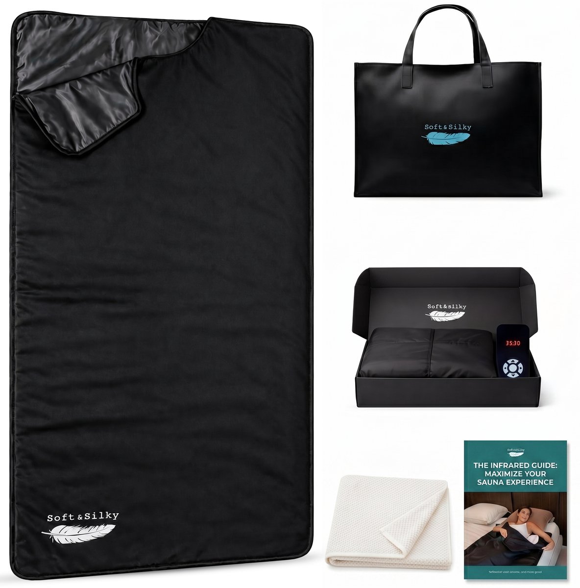 Bol.com Soft & Silky Infrarood deken - Leer - Sauna deken - Paneel - Warmte - Elektrische - Fibromyalgie - Verwarming - Infraroo... aanbieding