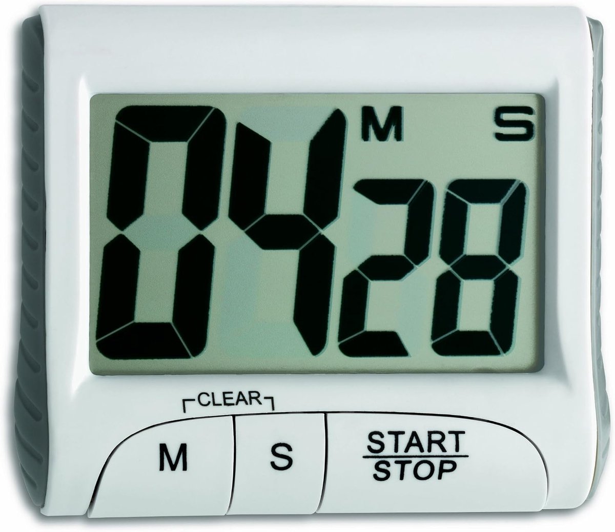 Eén, timer en digitaal horloge, 2021.02.38, aftelling tot 99 minuten / 59 seconden, eivormige horloge, geheugenfunctie, grote cijfers, magneet / timer, wit, 7,5 * 6,8 * 2cm