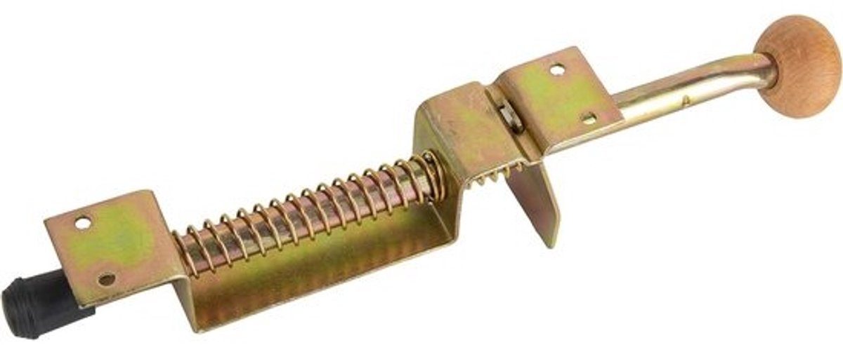 Deursteun met veer - Deurstopper vloer - Deur openhouden - Handenvrij bedienen - 32 cm - Verzinkt geel