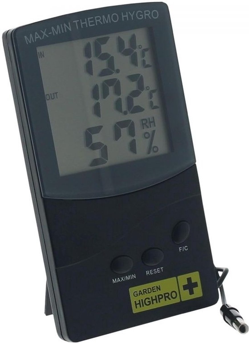 Middelgrote Thermo-Hygrometer voor Tuin en Kweekruimte