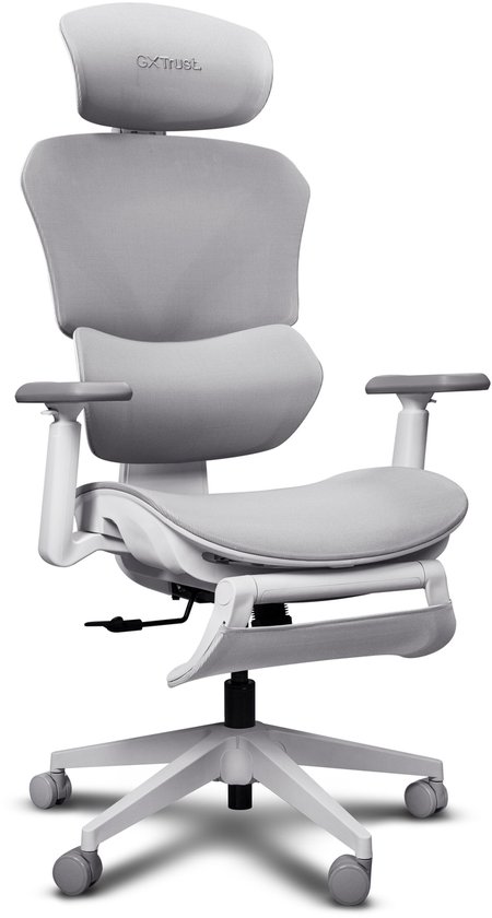 Trust GXT 725W Rivara - Ergonomische Gamestoel - 3D-armleuningen - Ademende Mesh - Ingebouwde beensteun - Tot 150 kg - Wit