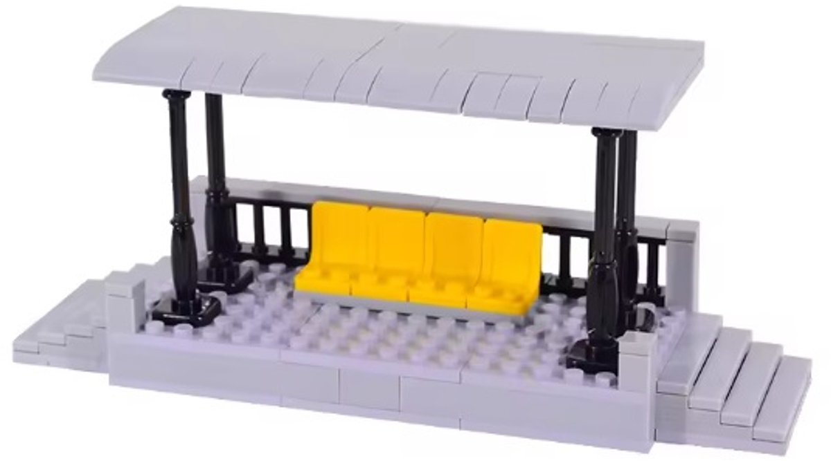 bricksNblocks® bouwblokjes stationnetje, 95 blokjes, past op standaard bouwblokjes, treinstation
